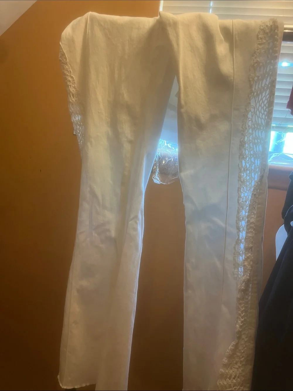 Buffalo David Bitton White Crochet Bootcut Pants White Semi Vintage